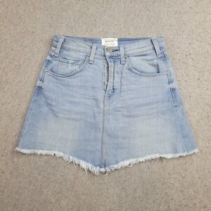 Mcguire Skirt Womens 26 Light Wash Blue‎ Denim Button Fly Mini Made in USA